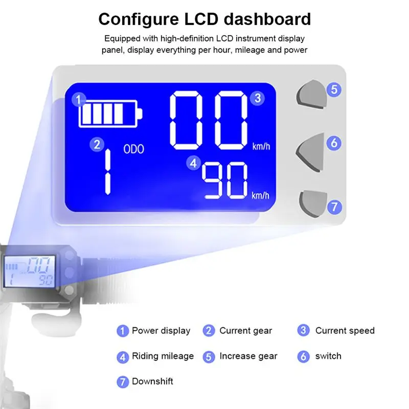 ABAN 36V 350W Folding Scooter Controller LCD Display Brake Accelerator Throttle Switch Button Kit for Electric Scooter