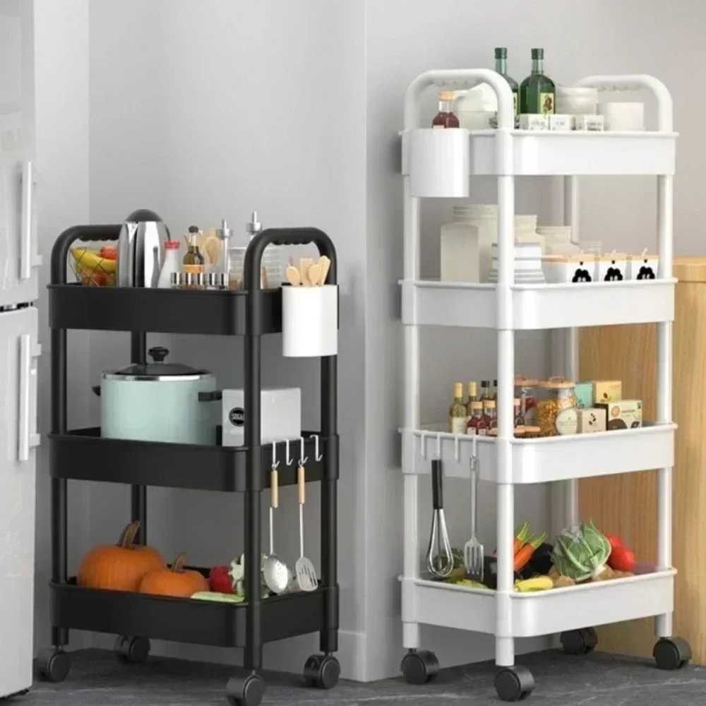 Hot Household Multi-layer Small Cart Storage Rack da pavimento a pavimento cucina camera da letto bagno Rack di stoccaggio Rack con ruote