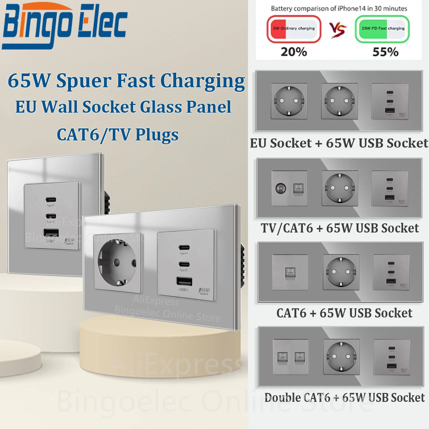 bingoelec-usb-type-c-電源ソケット-cat6-tv-専用プラグ付き壁ソケット-65-ワット超高速充電-220v-複数ソケット-eu