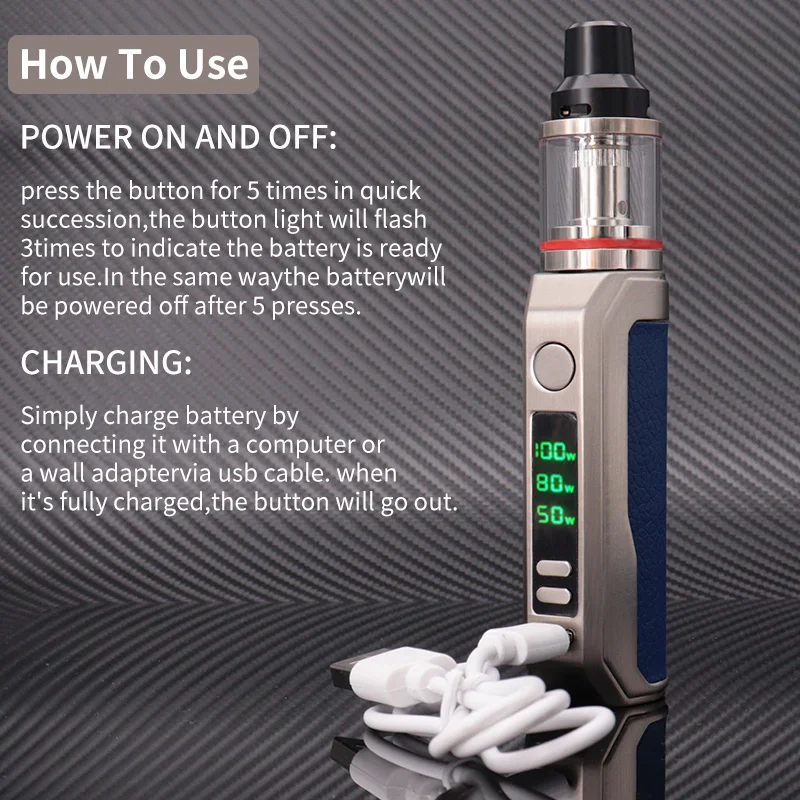 100W Vape Mod Electronic Cigarette Starter Kit 2200mAh Battery 2ml Tank Thcik Oil Vaporizer OLED Screen With Leather Surface