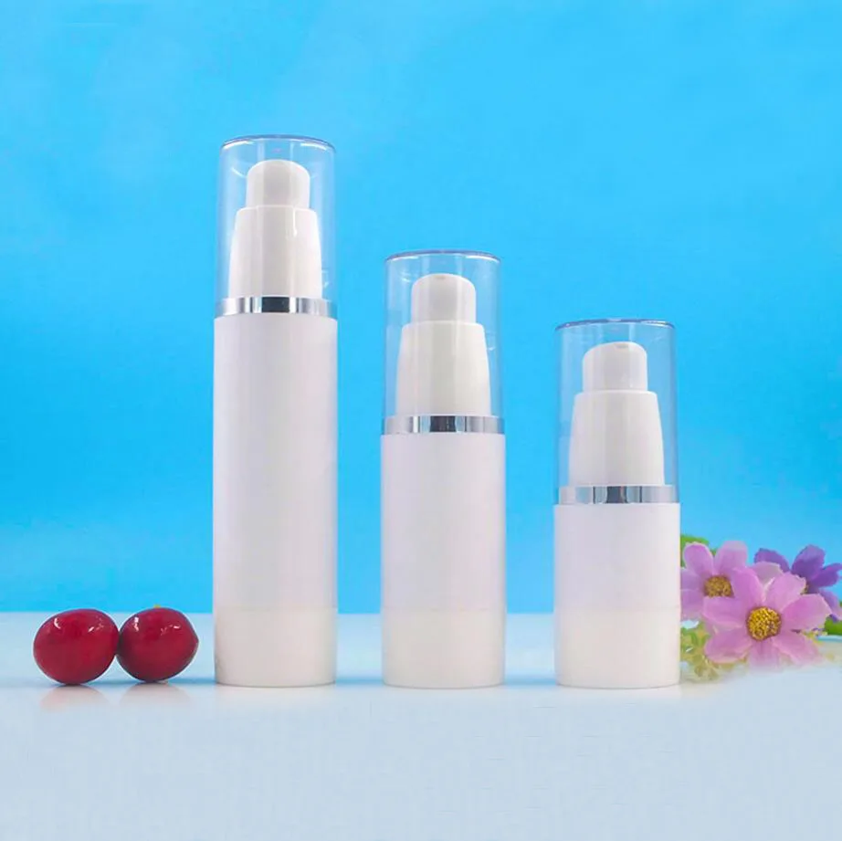 

30ml plastic white airless bottle silver line lid for serum/lotion/emulsion/liquid foundation/eye essence/skin care packing