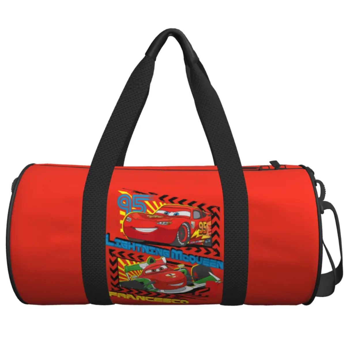 

Travel Bag Cars 2 Lightning McQueen VS Francesco Gym Bag Waterproof Sports Bags Large Swimming Handbag Fitness Bag For Men Women