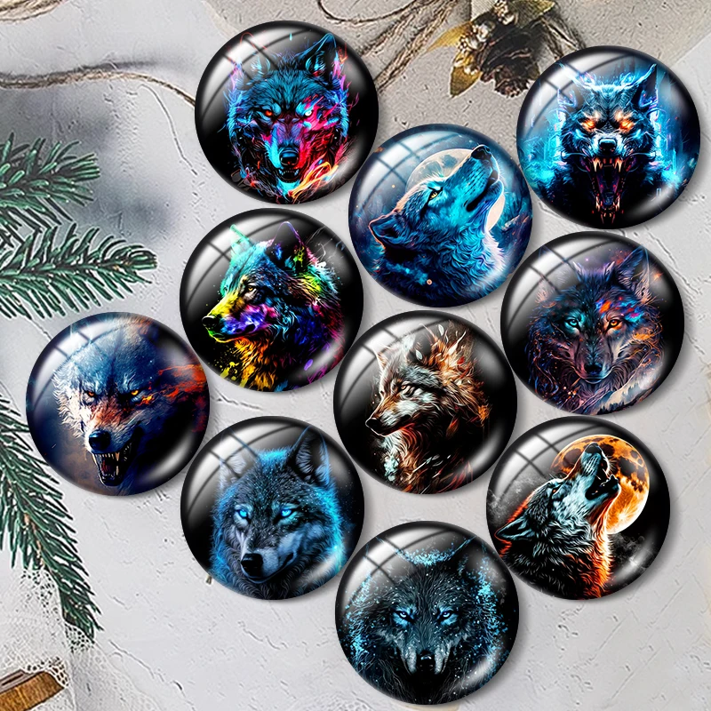 Dark Ghost Wolf Art Painting 10pcs 12mm/14mm/16mm/18mm/20mm/25mm Round photo glass cabochon demo flat back Making findings