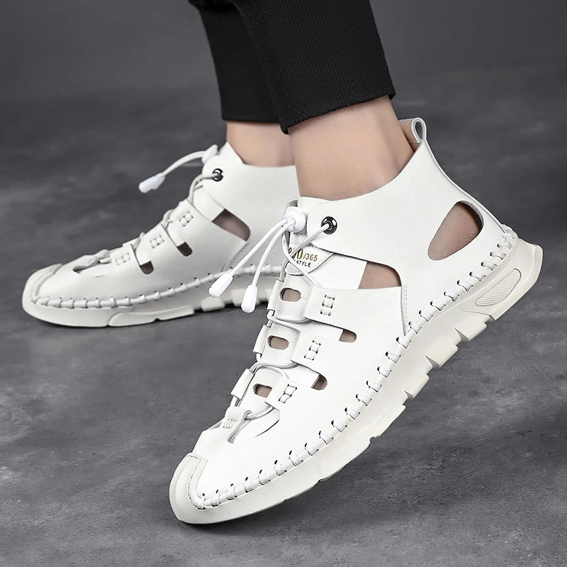 

Luxury Brand Summer White Soft Soled Roman Sandals Fashion Sneakers High Top Outdoor Casual Shoes Handmade Beach Designer Sandal