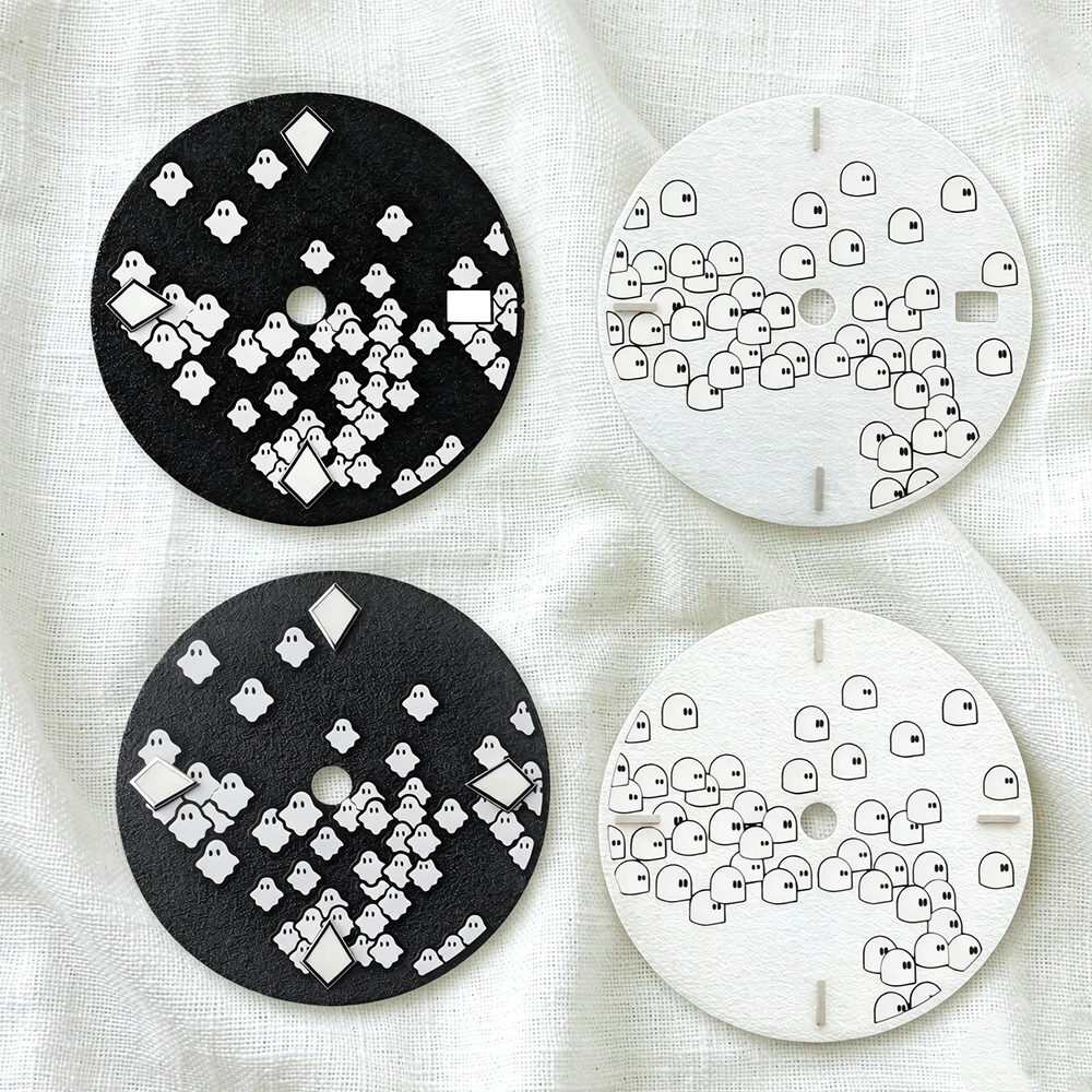 28.5mm Watch Dial Ghost Pattern For NH35 NH36 4R36 Movement Green Lume No Logo 3D Texture Mod Part Watch Accessories