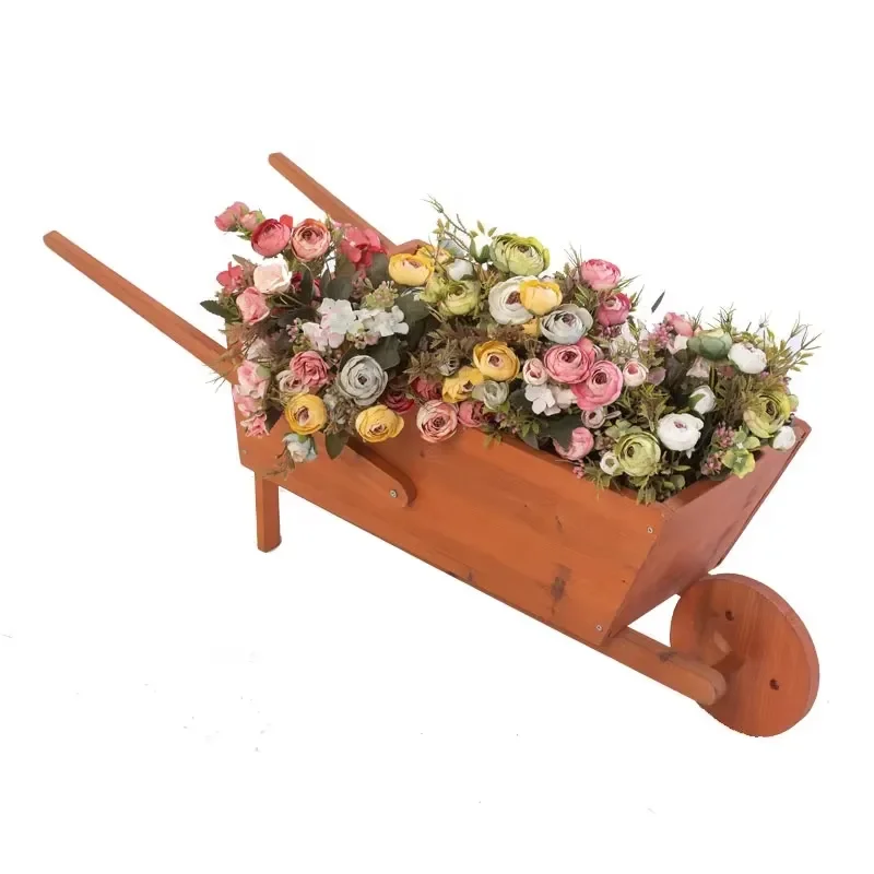 for Large Wooden Unicycle Flower Pot Stand Outdoor Garden Home Decoration Planter Bracket