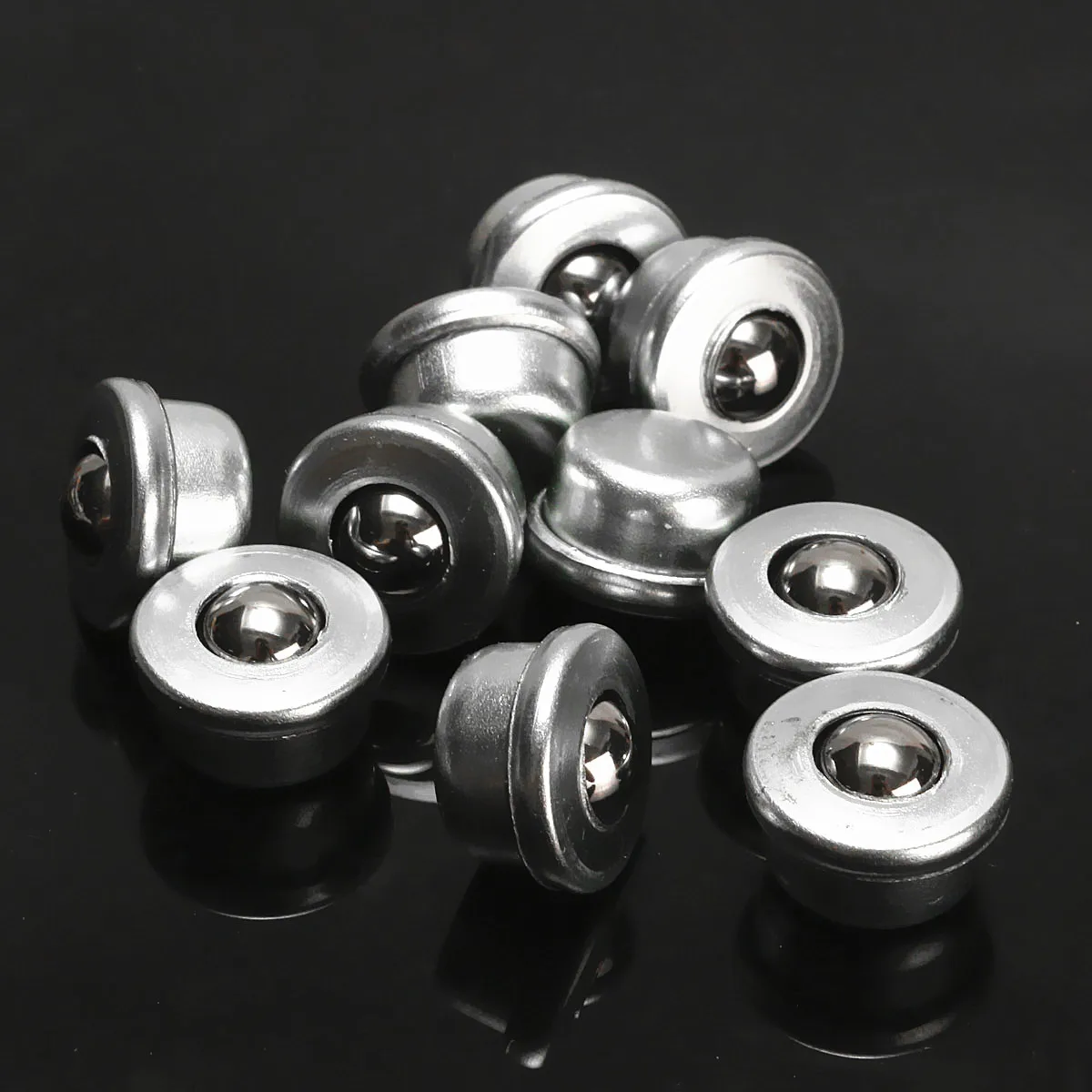 10Pcs 8mm CY-8H Metal Sliver Ball Transfer Bearing Unit Conveyor Roller Wheels Small Flat Round Eye Wheel Conveying Ball