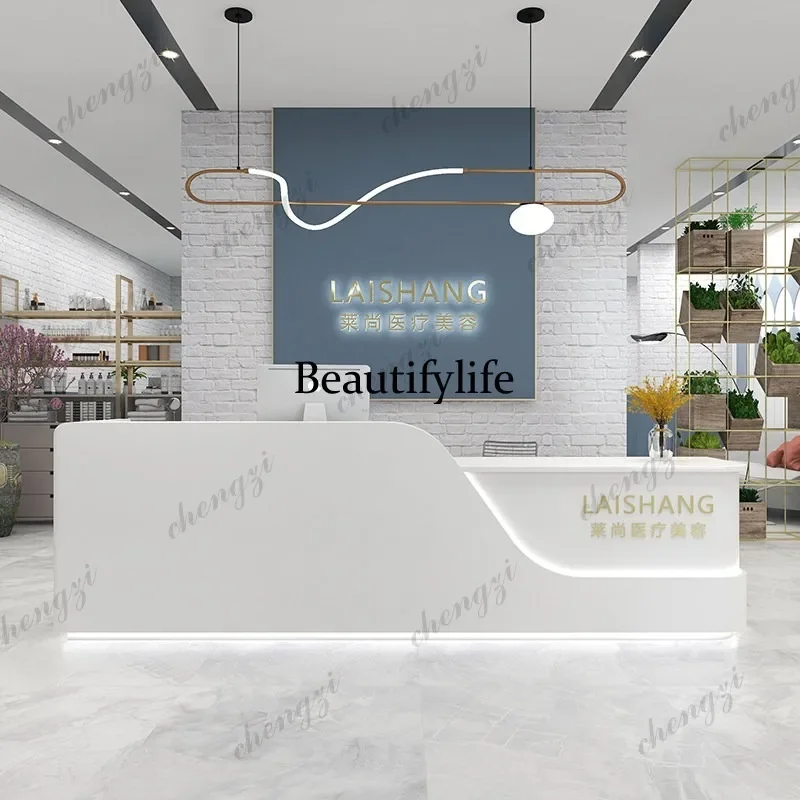E153 Front desk company creative clothing store checkout page simple dance studio reception desk beauty salon bar