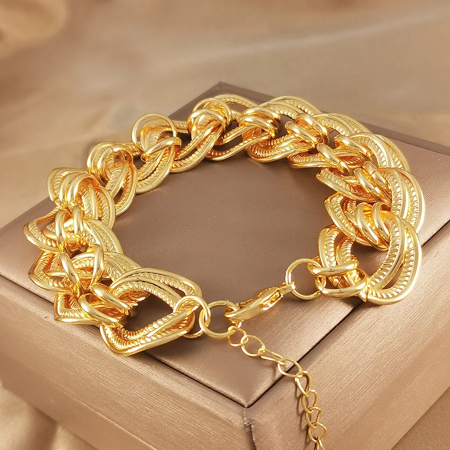9999 gold punk-style Cuban chain bracelet hip-hop jewelry accessory Middle Eastern retro design for daily wear