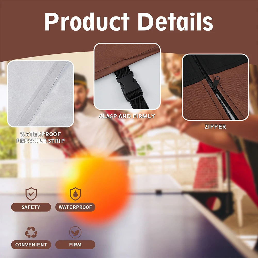 Ping Pong Table Cover 600D Oxford Fabric Heavy Duty Waterproof Dust-proof Protection for Indoor/Outdoor Ping Pong Table Cover