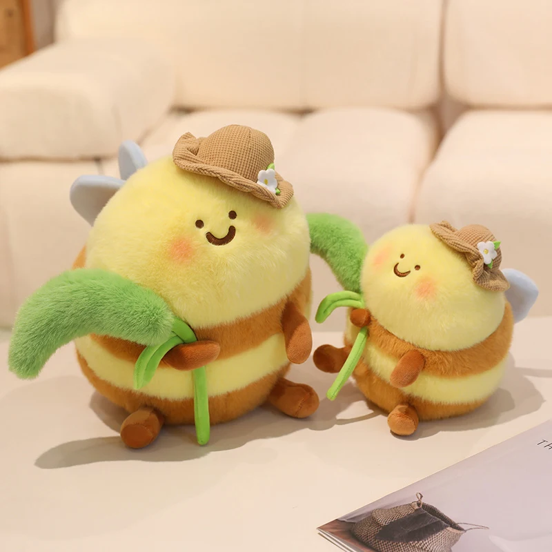 

Lovely Creative Foxtail Grass Bee Set Plush Toys Tree hole Bee Decor Soft Honey Jar Plush Doll Sofa Pillow for Kids Girl Gifts