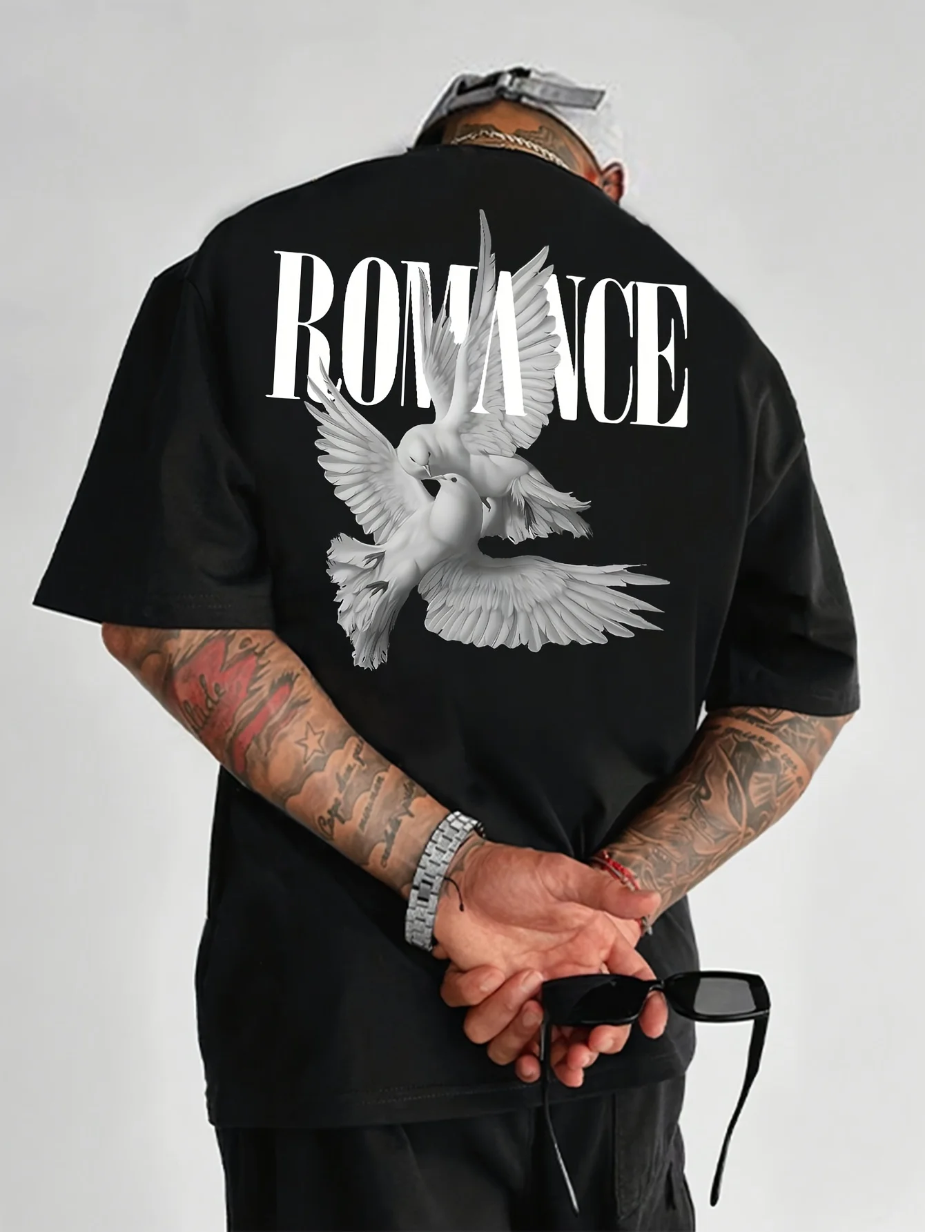Summer Men's Simple Casual Sportive Loose Fit Multi-Purpose Dove-Print Tshort- Men's Clothing cotton Tshort men clothing Tops