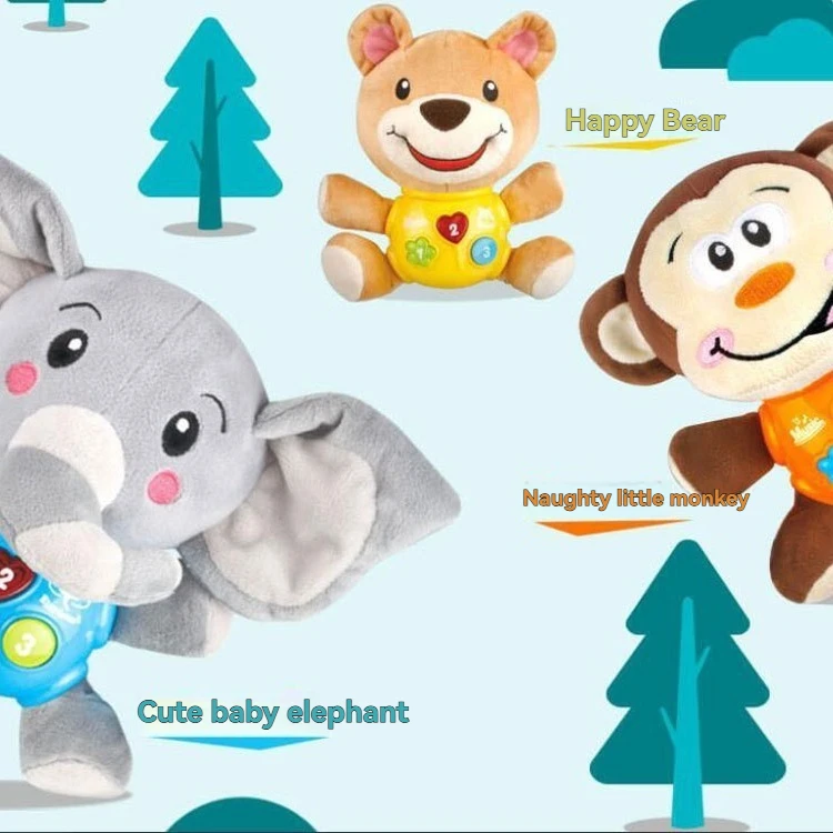 Elektrische audiovisuelle Musik, Babykomfort im Freien, Plüschtier, Puppe, Aufklärungsspielzeug