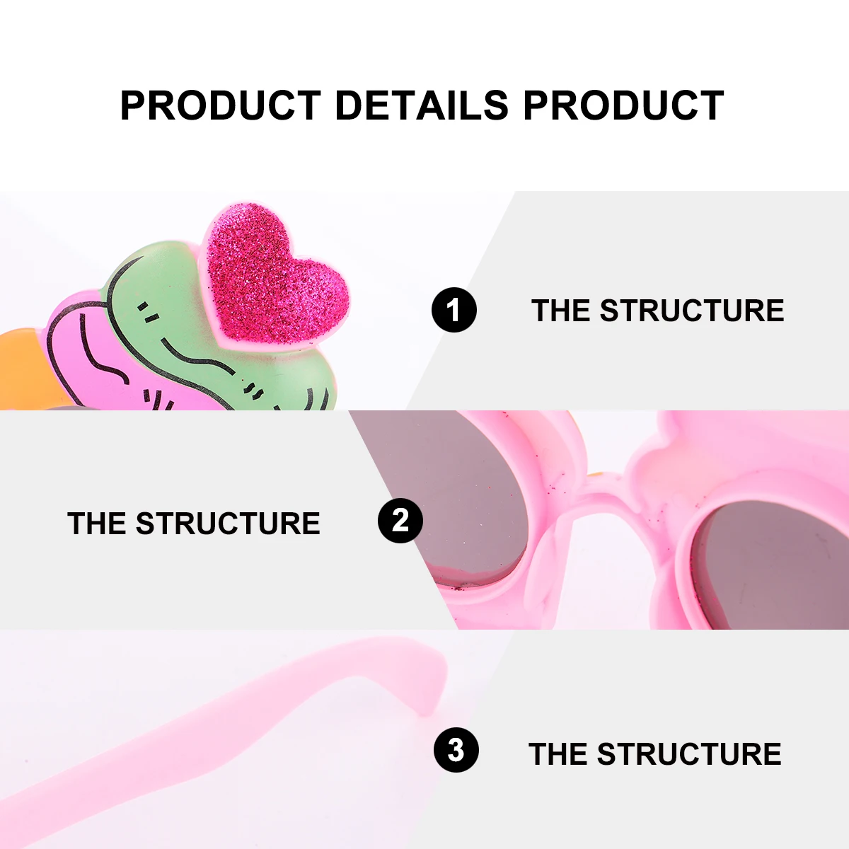 

2 Pcs Cream Eyeglasses Birthday Party Glasses Photography Birthday Party Glasses Props Novelty Heart Sunglasses Gifts
