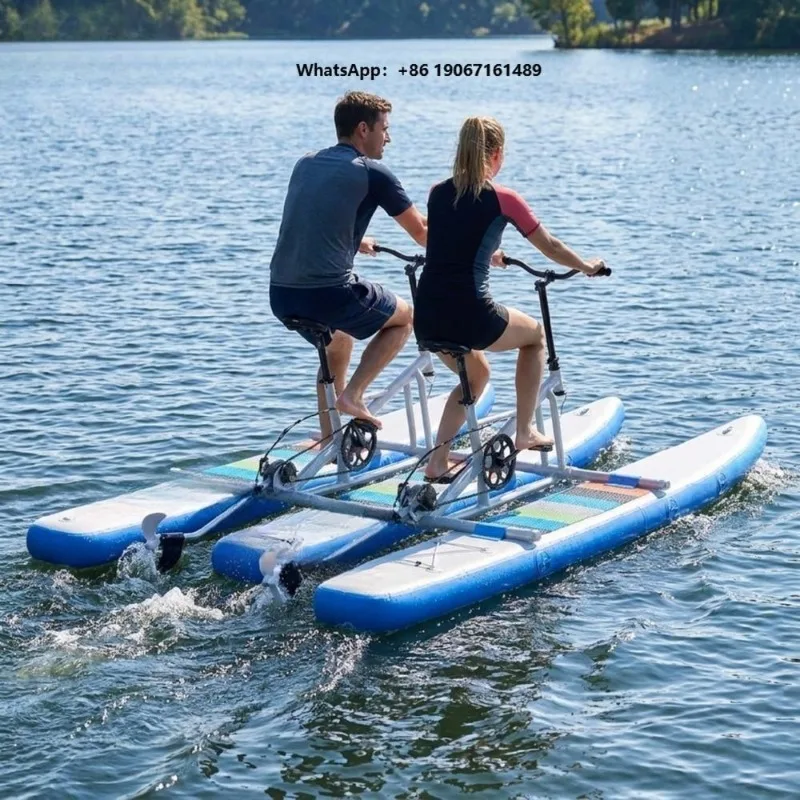 2 Person Wide Flat Inflatable Float Inflatable Aqua Bike Aluminum Frame Speed  wjr