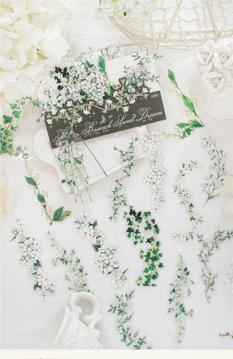 Journal GO 30 Stück Blumenzweig-Traum-Aufkleber-Kollektion für Geschenkkarten, Bastelarbeiten, Dekoration, Journaling, Scrapbook, DIY-Aufkleber – Detail 11