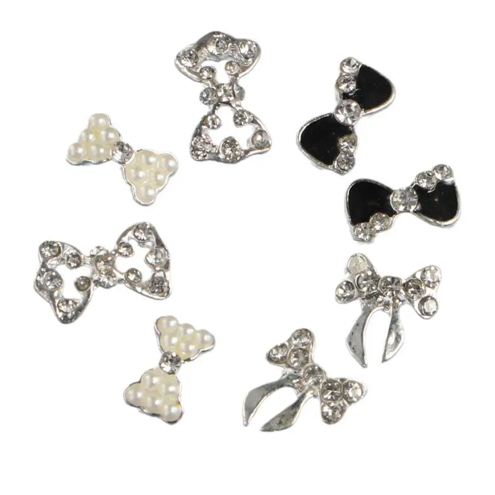 

3D Charms Diamond Pearl Bowknots Glass Stone Nail Jewelry Crystal DIY Nail Art Decorations Bow Nail Rhinestones