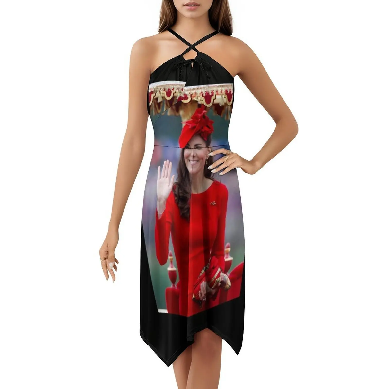 Hrh Duchess Of Now كاثرين أميرة ويلز لندن فستان قصير على طراز Preppy للنساء على شكل حرف a فضفاض مناسب فستان يوم غير رسمي #5