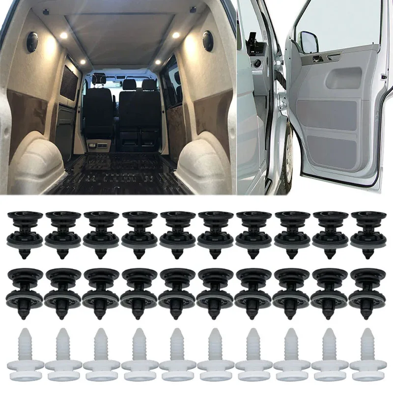 

120PCS Car Trim Lining Clips For VW Transporter T4 T5 T6 Bumper Retainer Auto Engine Undertray Cover Fastener Plastic Push Rivet