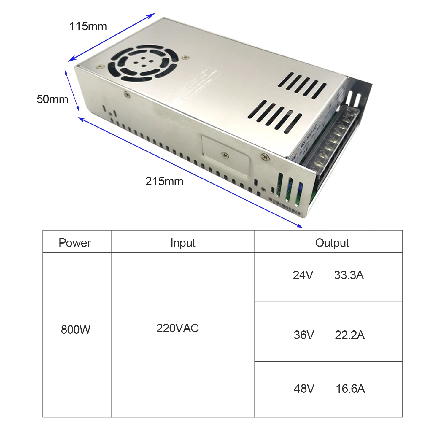 Mini size 800W Switching Power Supply AC-DC  24V 36V 48V 33A 20A 16A  Source Transformer SMPS For LED Strip Light CCTV Motor