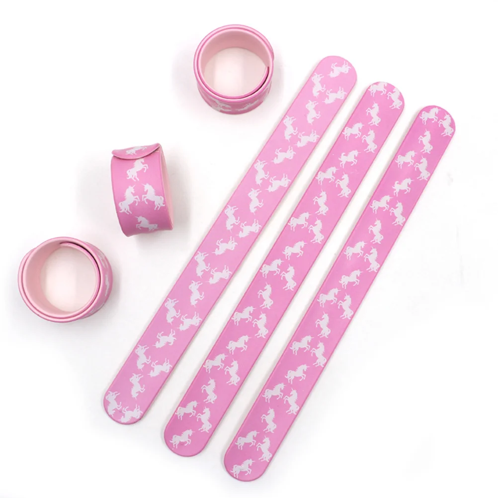 Bransoletka dla dzieci z wzorem jednorożca, różowa, silikonowa, zapinana na zatrzask, upominek na przyjęcie, dekoracja świąteczna dla dzieci, zabawny dodatek.