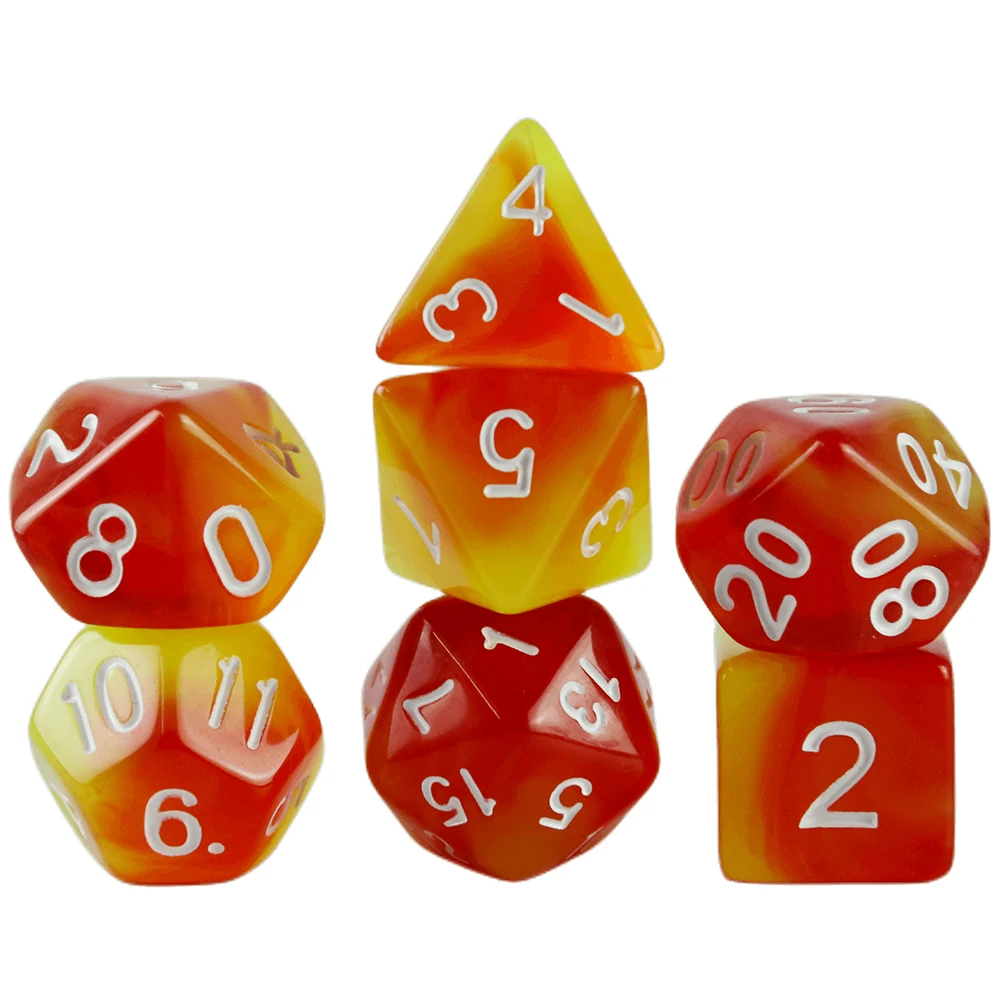 مجموعة نرد DND مكونة من 7 قطع من نرد ألعاب لوحة ألوان شفافة لنرد متعدد السطوح DND RPG