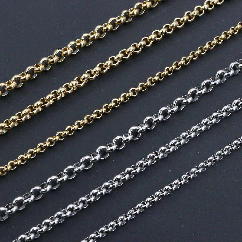 Chaînes de collier en acier inoxydable plaqué or, 5 mètres, ne se décolore jamais, Style BL O, pour bricolage, résultats de bijoux, matériaux de fabrication, fournitures