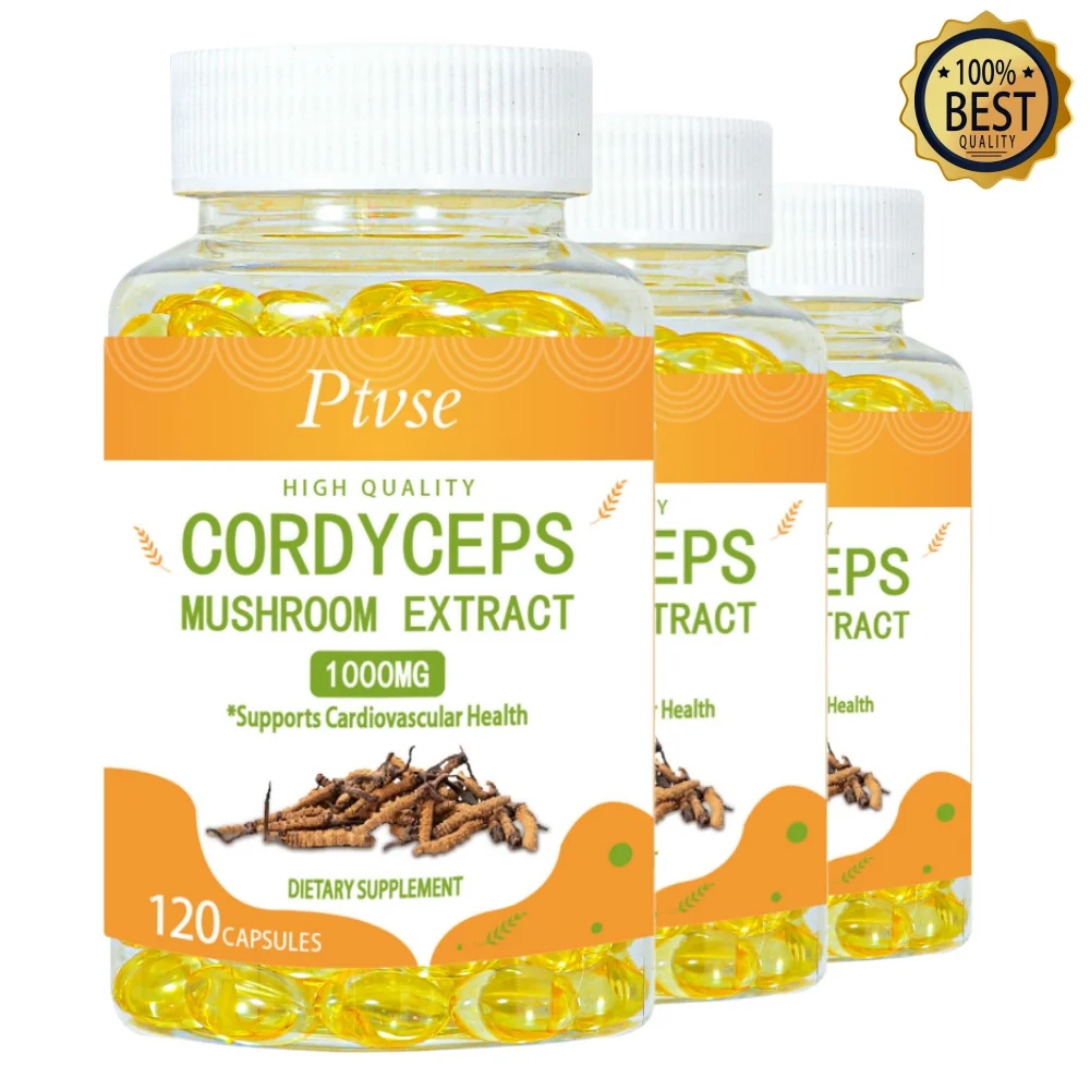 

Ptvse Cordyceps Extract Supplement 1000 mg - High Quality Mushroom Extract Supplement, Vegetarian Capsules