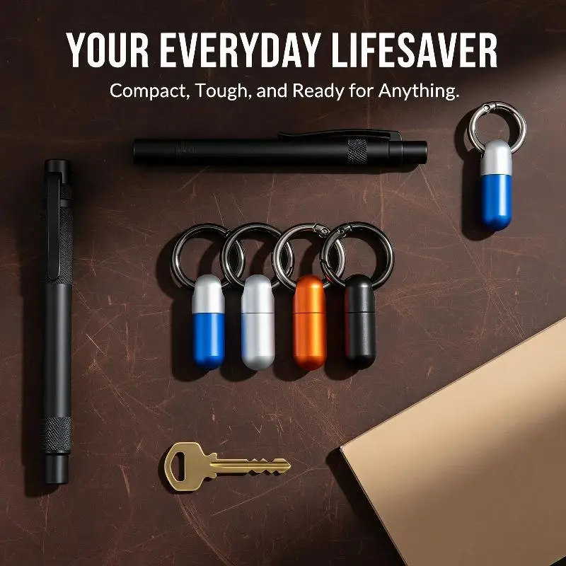 Aluminum Alloy Pill Box Waterproof Bunker Structure Small Portable Pill Container for Daily Carry Travel Medication Organizer