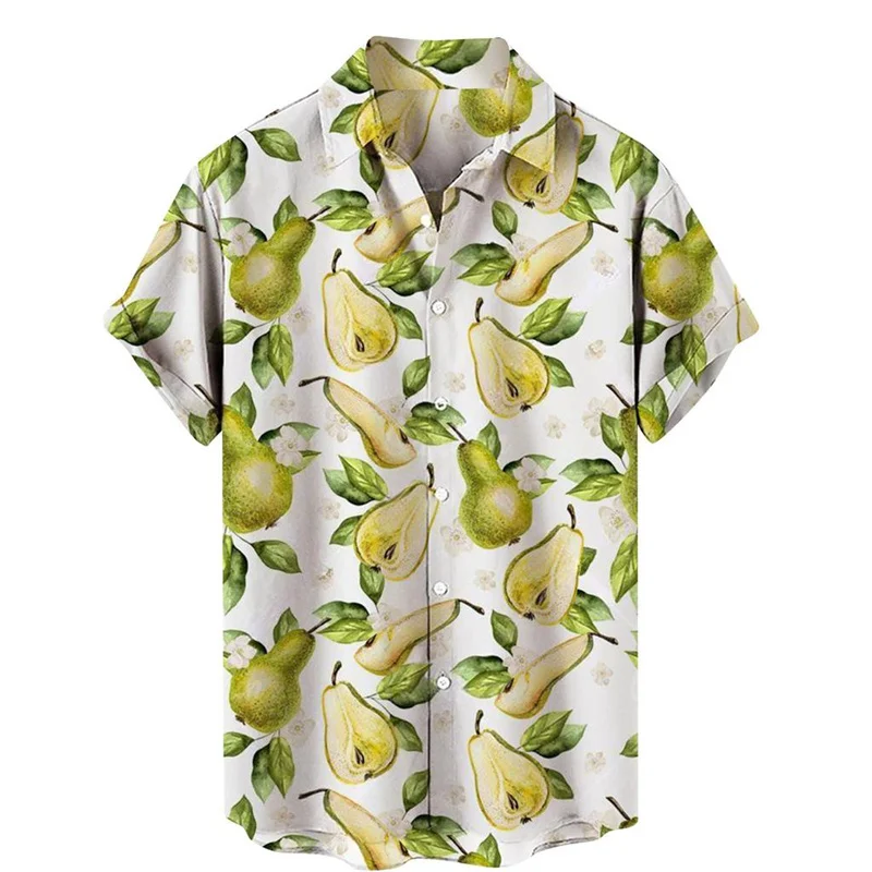 New Fashion 2D Fruits Lemon Garnet Honey Peach Printing Shirts For Men Kid Streetwear Short Shirts Summer Hawaiian Clothing Tops