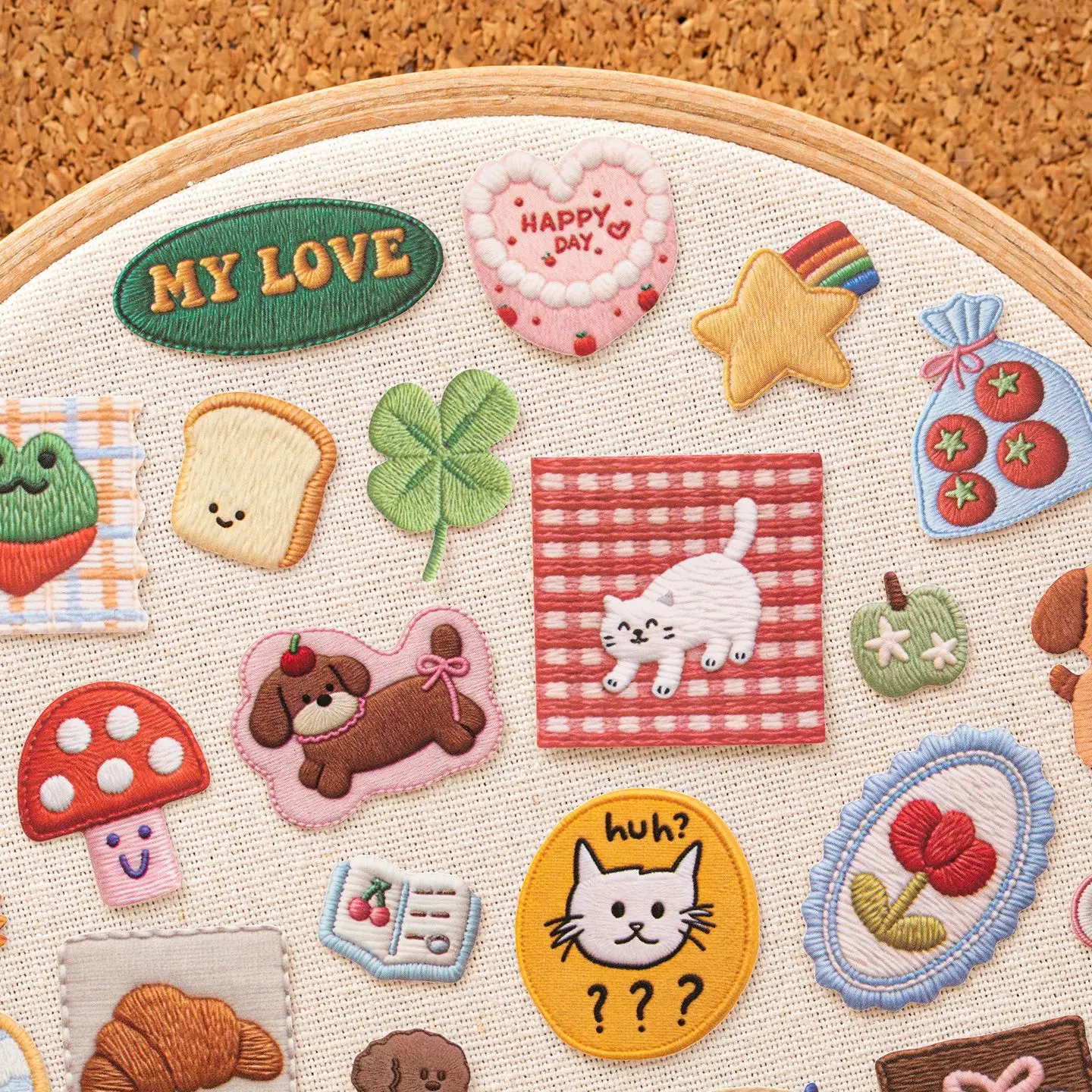 18pcs Fabric Dream House Series Stitch Style Sticker Book Cute Soft Creative Journal DIY Decoration Collage Kawaii Stickers