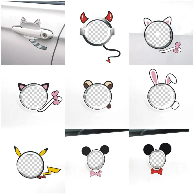 Car Stickers Rabbit Cat Mouse Cartoon Cute Lovely Logo Decoration For Volkswagen Golf Polo T-Roc Taigo Trunk Auto Tuning D2