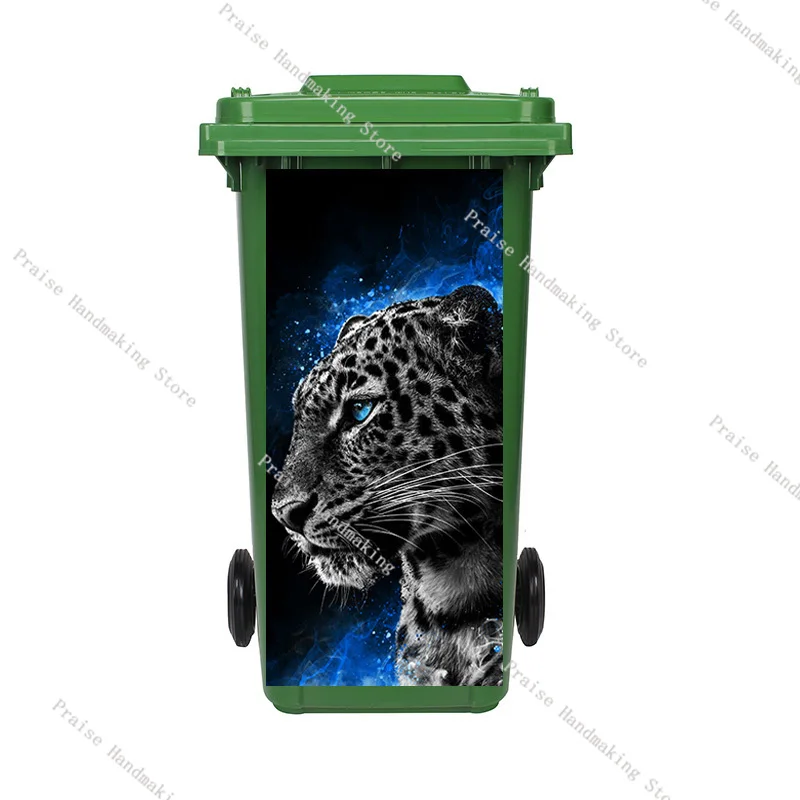 Seaside Sunset Scenery Outdoor Black Trash Can Sticker Waterproof Anti-fouling Mural DIY Trash Can Lid Decal Home Decor Sticker