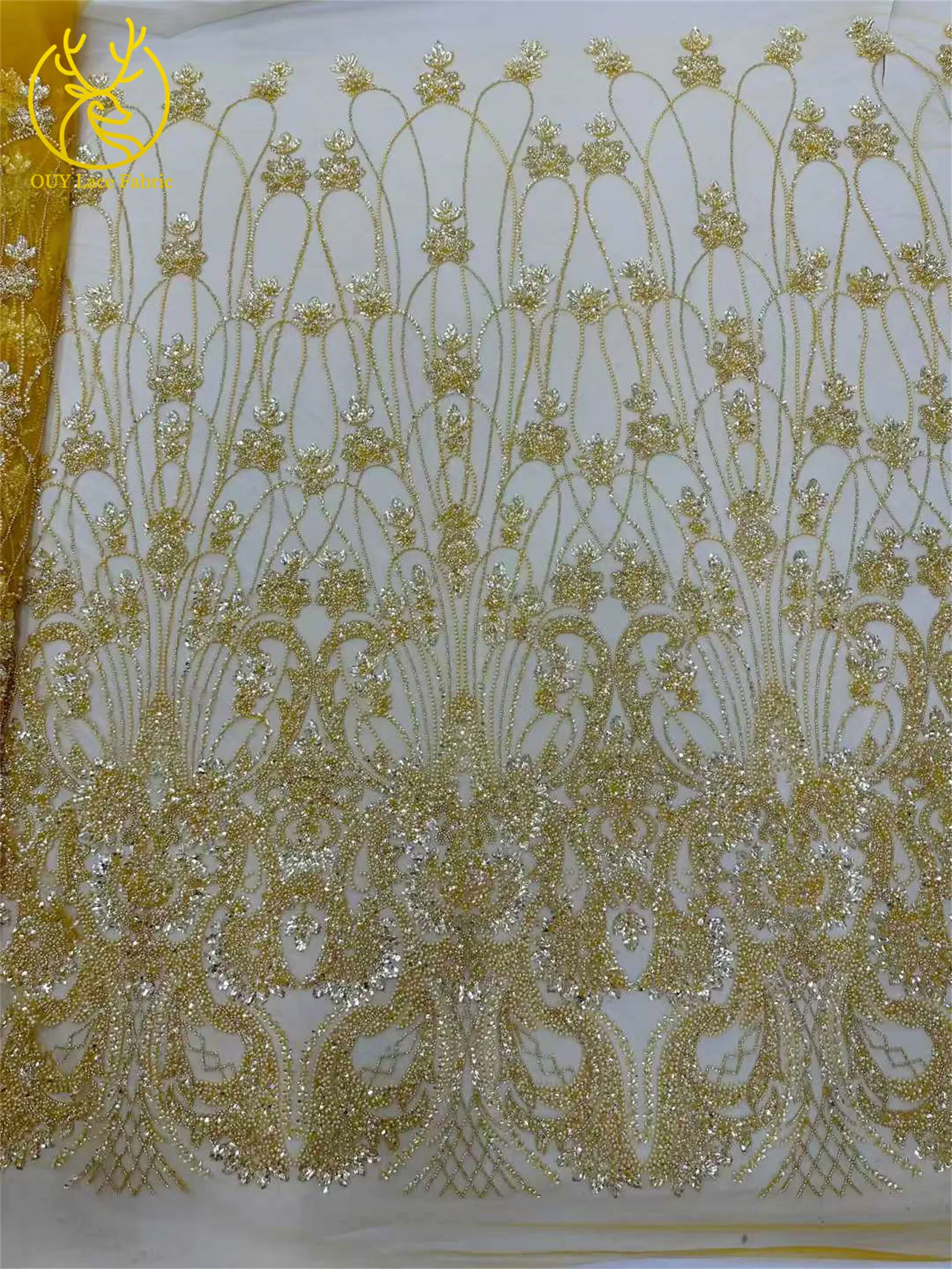 2026 Eleganter, hochwertiger afrikanischer nigerianischer Perlen-Spitzenstoff, luxuriöses französisches Pailletten-Netzgewebe, 5 Yards für Damen-Abendkleider und Partys – Detail 5