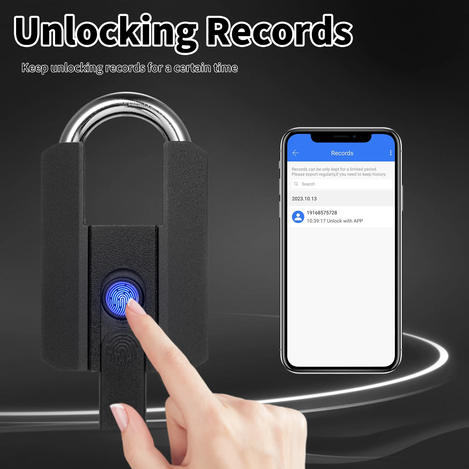 Heavy Duty Fingerprint Padlock with APP Waterproof Smart Lock with Key for Warehouse Outdoor Gate Rechargeable Smart Padlock