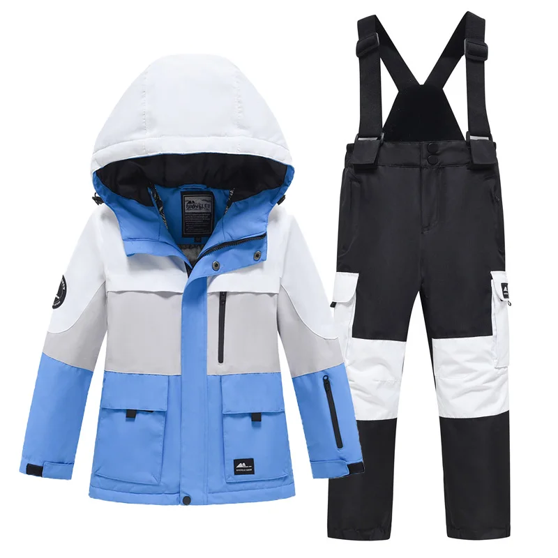 Combinaison de ski de fond pour enfants, imperméable, chaude, hors route, neige,-30 ℃, 110-160cm, 5, 6, 7, 8, 9, 10, 11, 12, 13, 14, 15 ans, garçons, filles