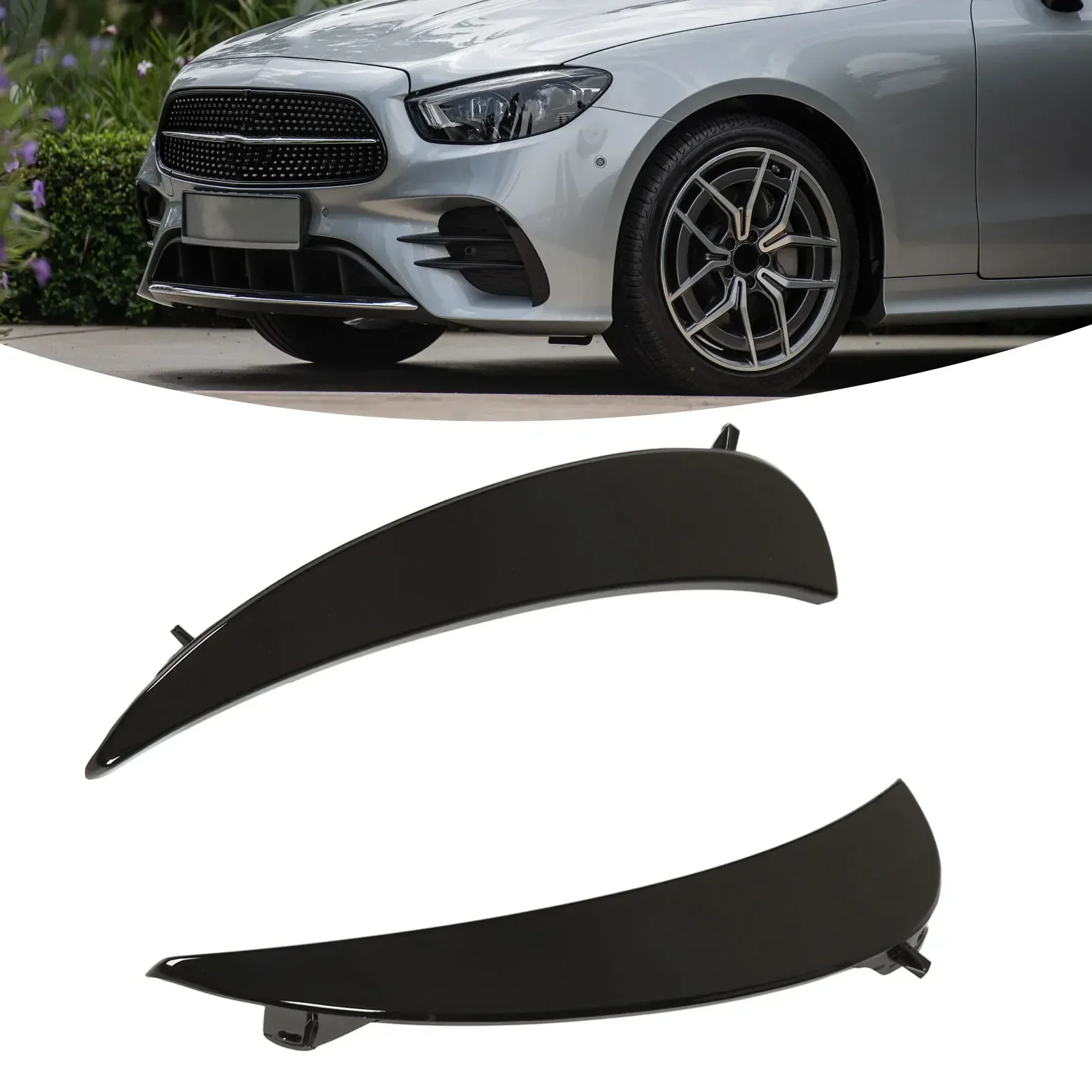 Fog Grille Gloss Black Air Vent Trim ABS+PC OE 2138856306 2138856406 For Mercedes Benz E-Class W213 AMG Line 2021-2023