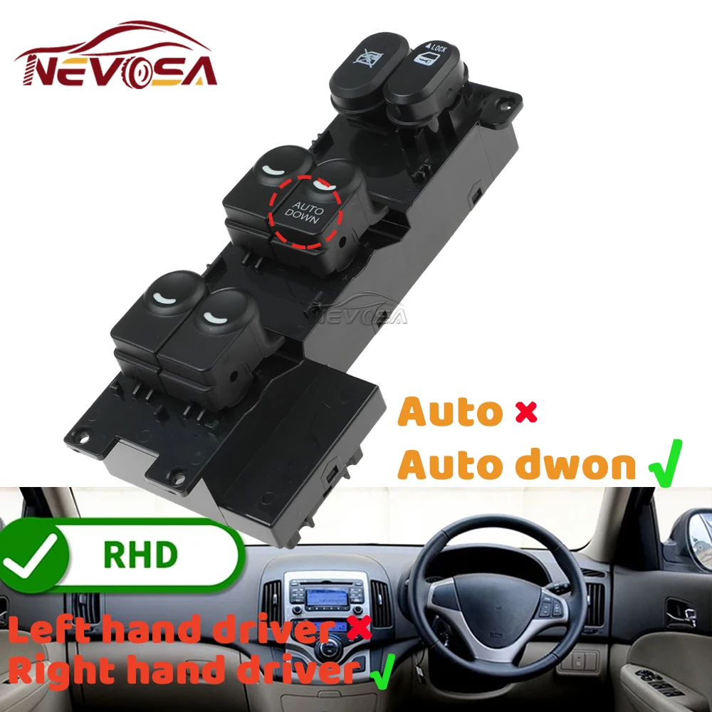 Master Main Button For Hyundai i30 I30cw 2008 2009 2010 2011 Front Left Right Electric Window Control Switch Lifter 935702L010 view 3
