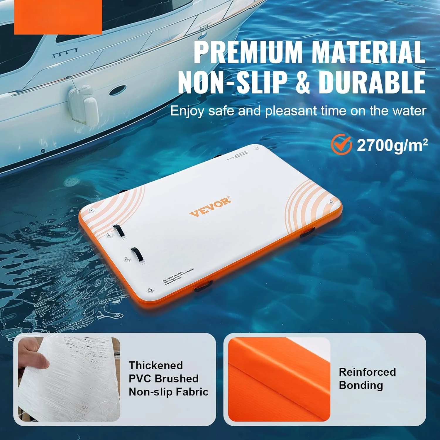 Inflatable Floating Dock, 8 x 5FT Inflatable Dock Platform, Non-Slip Water Floating Dock Mat with Portable Carrying Bag