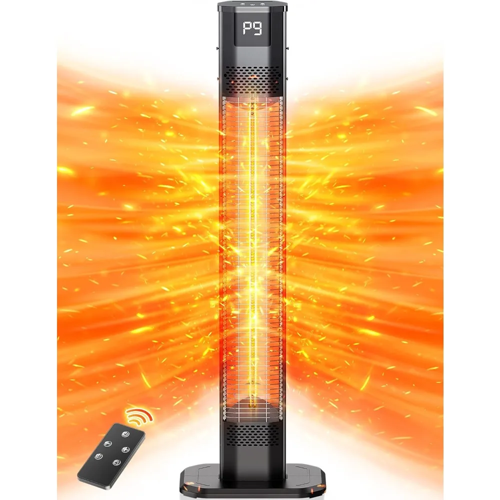 

42 1500W Electric Outdoor Infrared Heater with Remote, 9 Heat Levels, 24H Timer, 1S Fast Heating, IPX5 Waterproof Tower S