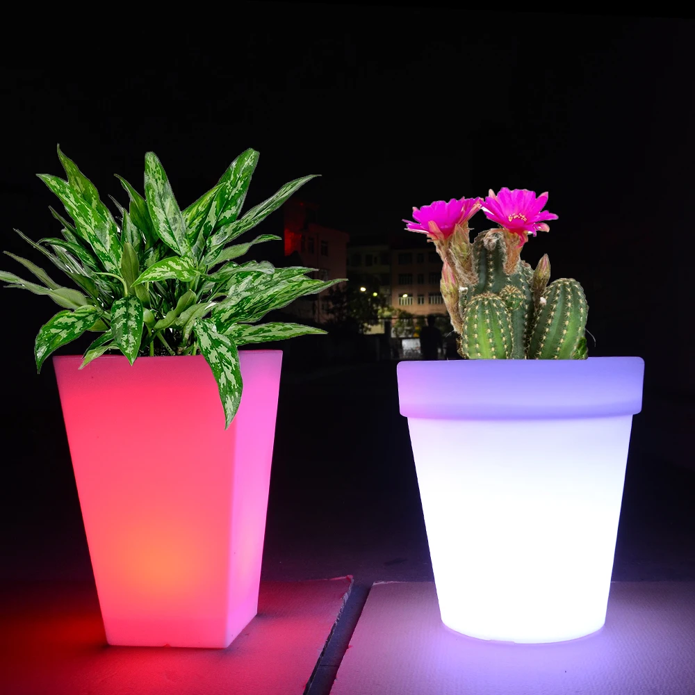 Round Shape aero pots illuminated LED tall big led glow flower pot solar garden lights outdoor floor lamp led flower planter