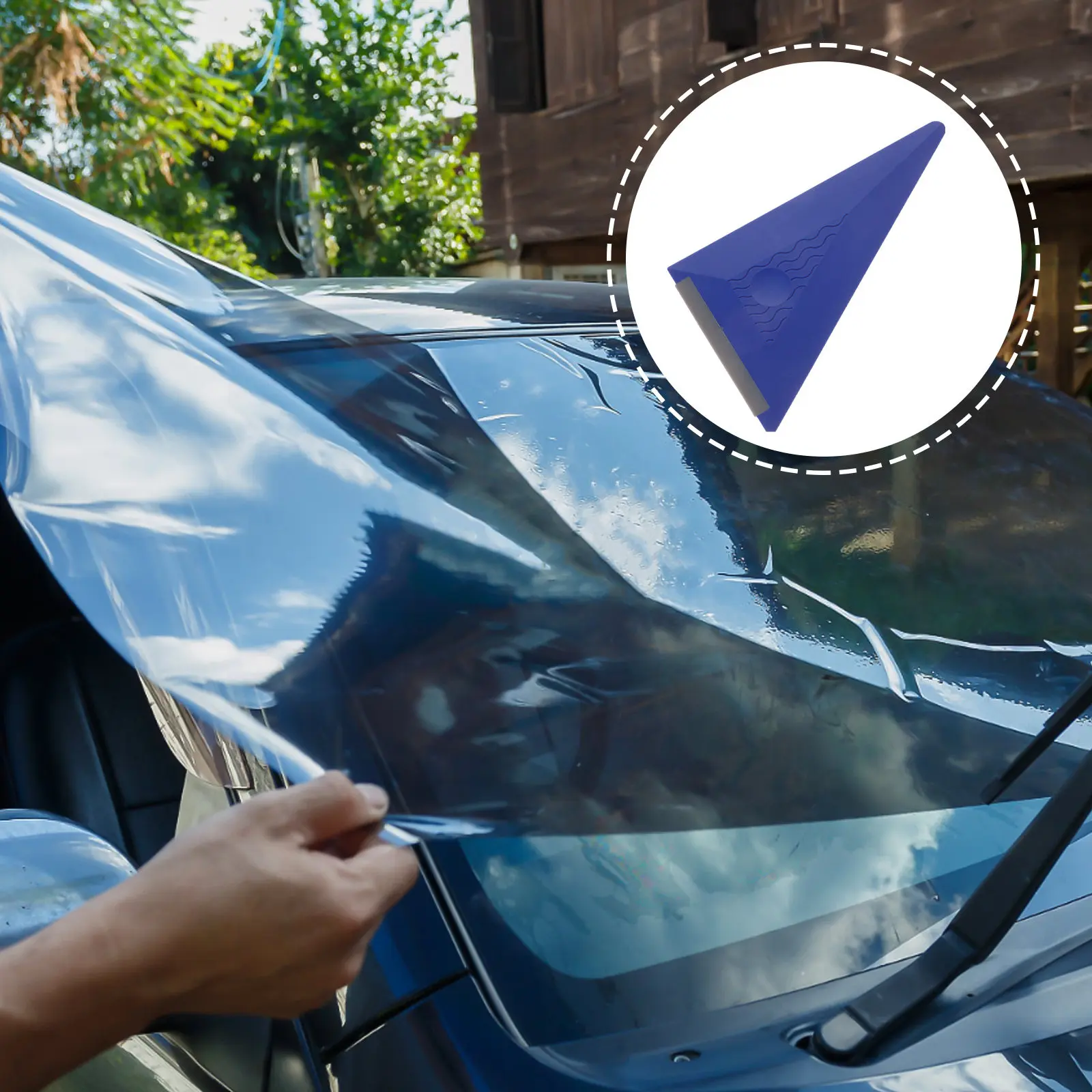 Auto Film Scraper Car Triangle ABS Soft Edge Adhesive Coated Auto Film Wrap Scraper Bubble Remover Vinyl Squeegee Car Tool