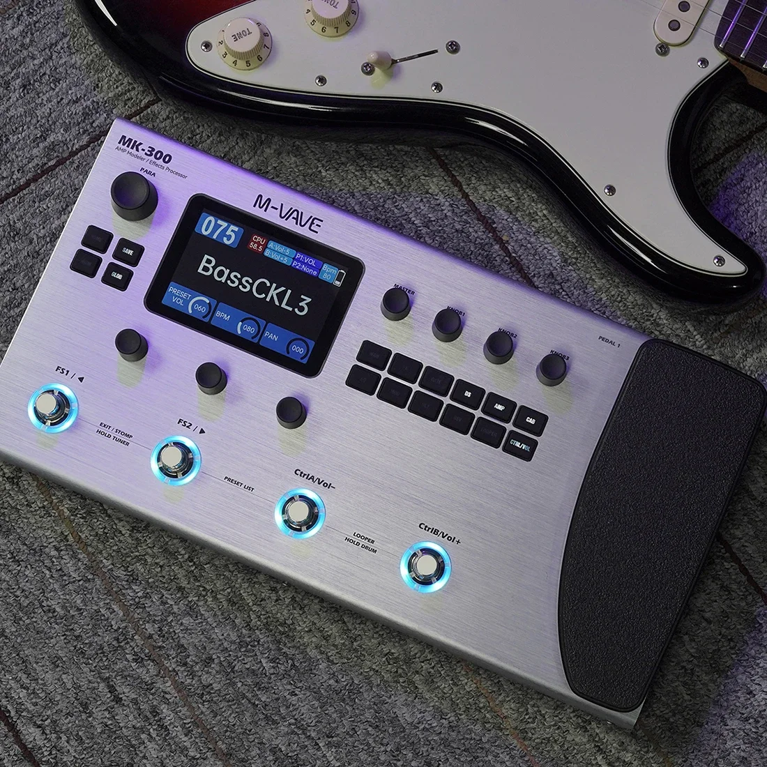 M-VAVE Guitar Multi-Effect Processor MK300 | ANN Neural Modeling 120AMP/360FX | 10h Battery+150s Looper+128 Drum MIDI DAW