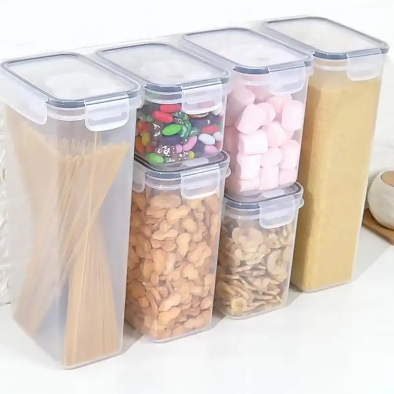 New Food Storage Kitchen Containers Plastic Box Jars For Bulk Cereals Kitchen Organizers For Pantry Organizer Jars With Lid