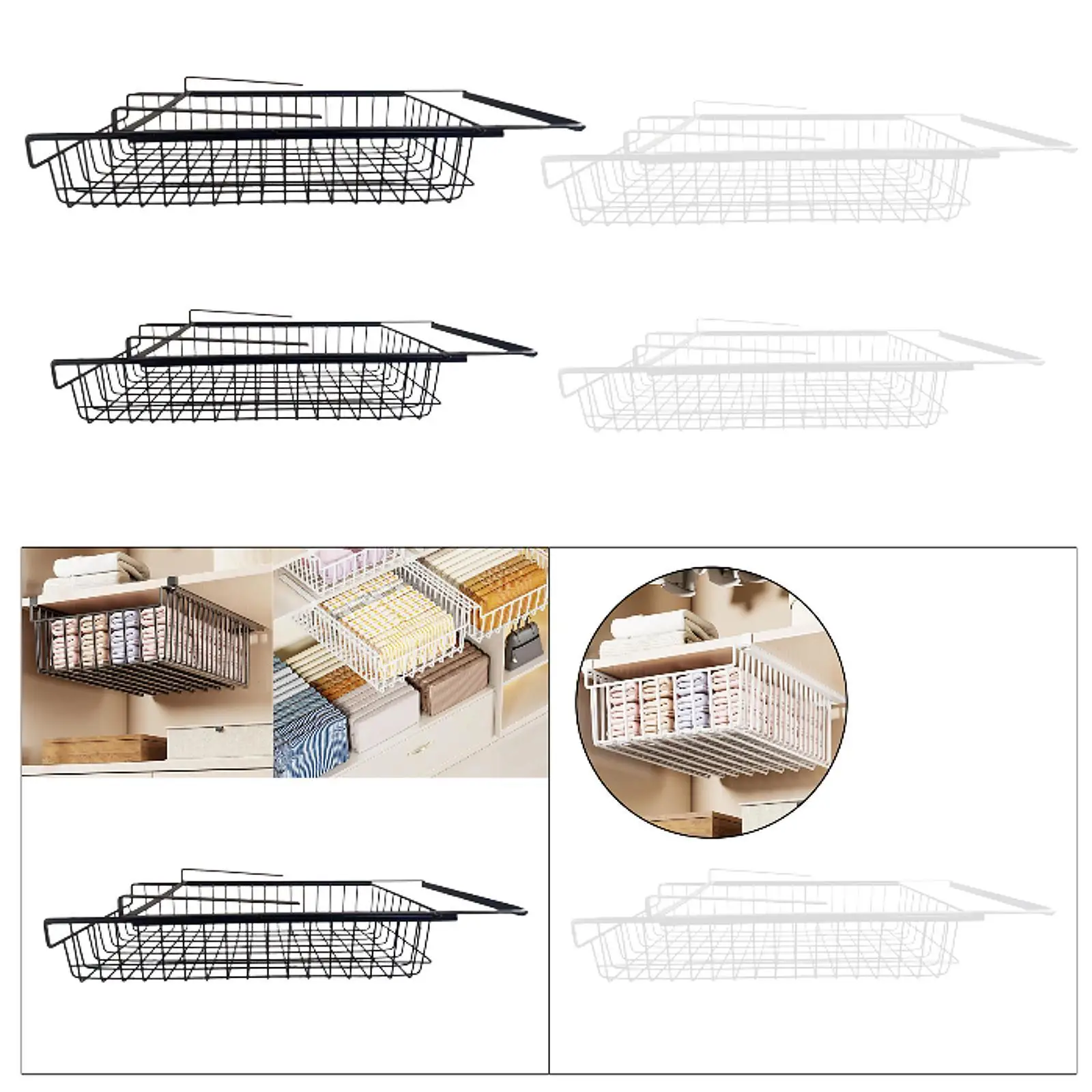 Hanging Pullout Drawer Basket Home Decoration Heavy Duty Portable Organizer Drawer for Home Dining Room Pantry Office Countertop