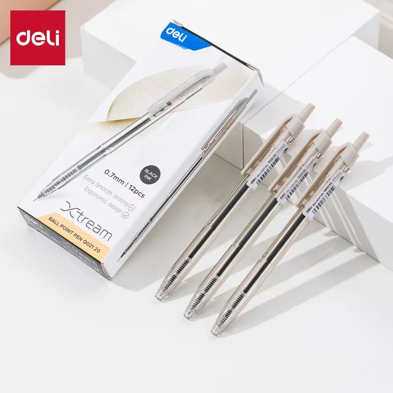 DELI Ballpoint Pen 0.7 mm Office Ball Pens 12PCS/Box Smoothing Writing Low Viscosity Ink Writing Pens Office Stationery