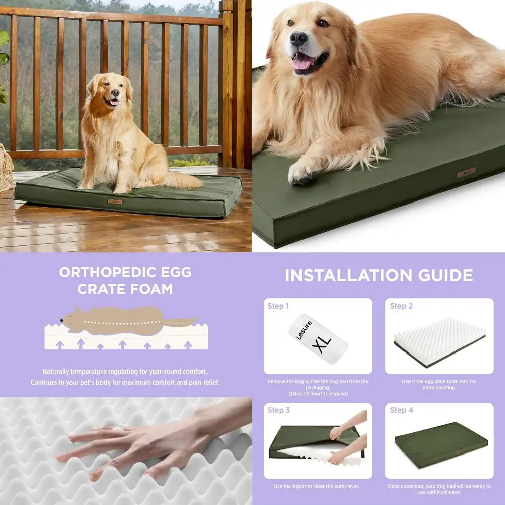 

Водонепроницаемая ортопедическая кровать для собак XL для больших собак, 44x32 ящик для зеленого яйца со съемным чехлом