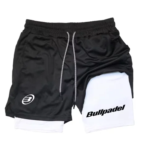 Pantaloncini da corsa da uomo 2 in 1 pantaloncini sportivi a doppio strato sport Fitness Training Bullpadel pantaloni da jogging abbigliamento da