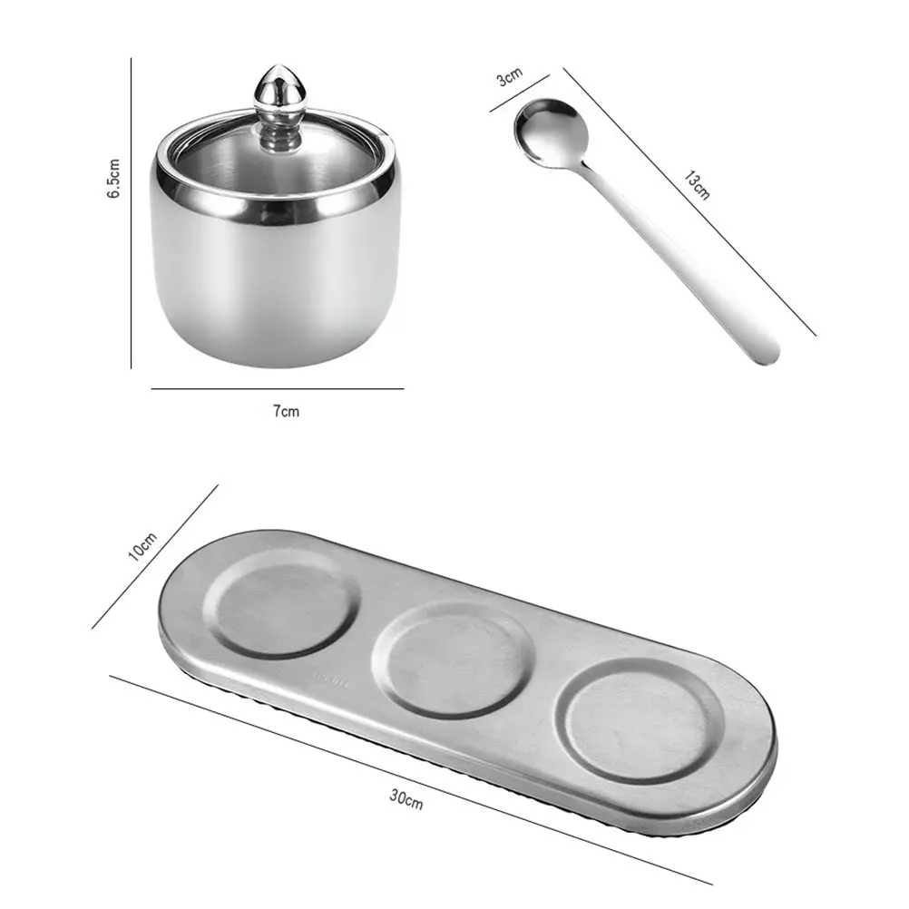 Stainless Steel Seasoning Jar with Base Multifunctional Food Grade Storage Container for Kitchen Home Hotel Cafe Party