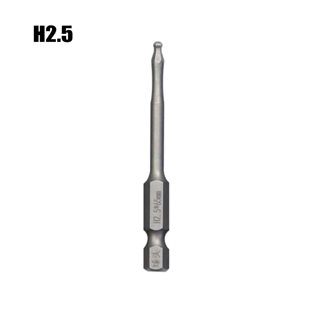 1pc Ball Head Hexagonal Wind Screwdriver Head Ball End Hex Screwdriver Bit Metric Hex Bit 65mm Long Magnetic Driver Bit